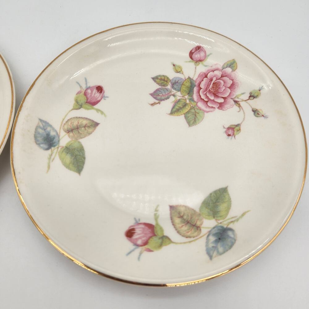2 The Paden City Pottery Co Made‎ In USA Plates/Trinket Dishes Rose Design Gold